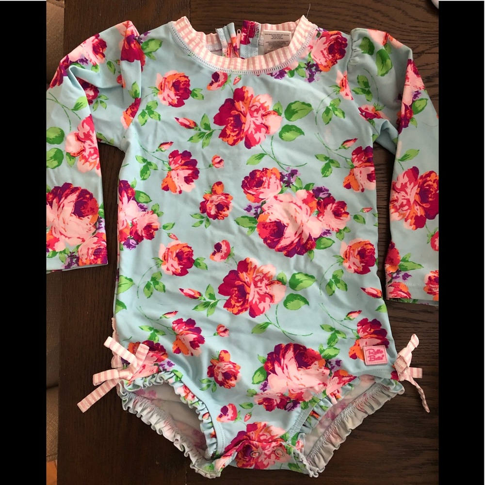 Ruffle Butts Size 2T flower rash guard suit